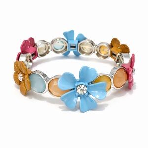 Spring Blossom Jewelry Set – Floral Stretch Bracelet & 2pair marbly drop earring